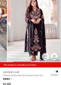 3 piece Elegant Black Embroidered Kurta set