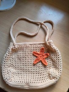 price drop Crochet Mesh Bag with Starfish Accent