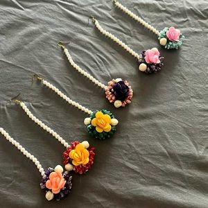 All 6 Floral Maang Tikka Set