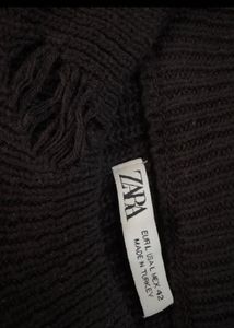 ZARA Black Distressed Knit Sweater