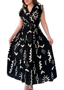 Black & White Print Maxi Dress