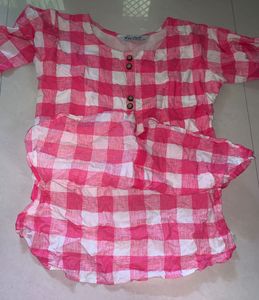 Pink Checkered Kurti