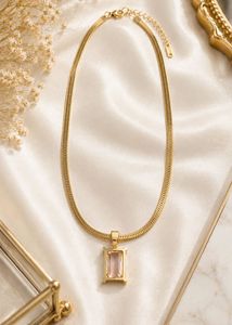 ✨ Blush Radiance Emerald Pendant Necklace