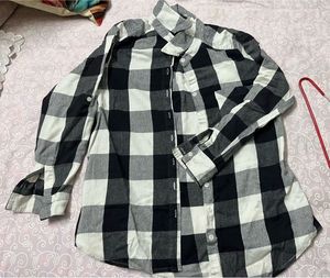 Classic Black & White Plaid Button-Up Shirt