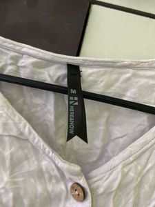 White Button-Up Tie-Front Top