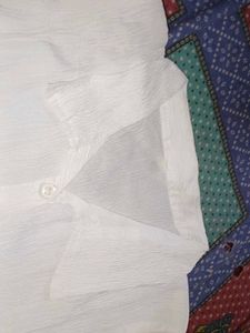 Elegant White Textured Button-Up Shirt