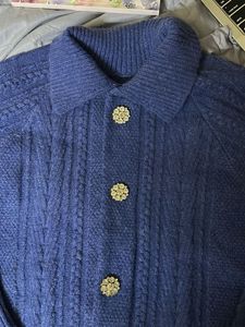 Korean Blue Knit Cardigan