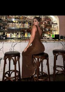 Dark Brown Backless Maxi Dress 15oo