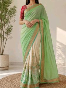 Elegant Pastel Saree with Intricate Embroidery