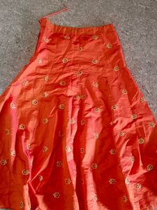 Lehanga Choli Orange With Navy Blue Color