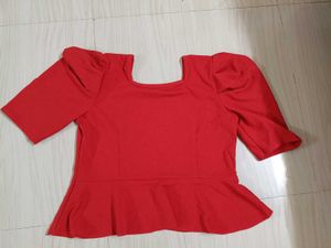 Stylish Red Peplum Top