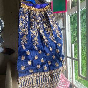 Embroidered Blue Lehenga Skirt with dupatta