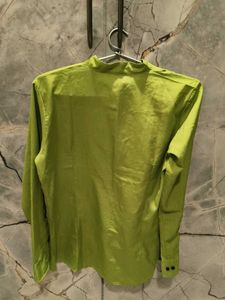 Green Mandarin Collar Shirt