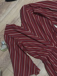 Chic cherry red Striped Jumpsuit