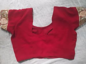 Red Designer Saree With Blouse