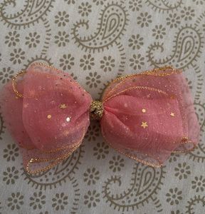 Sparkly Pink Bow Hair Clip