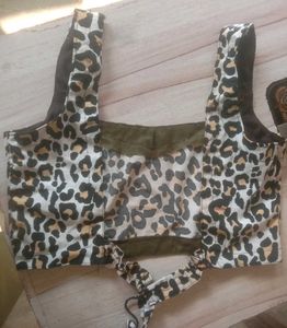 Leopard Print Blouse / Crop Top with Toe Back