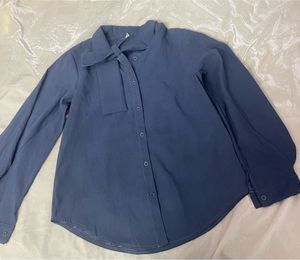 Stylish Blue Bow Neck shirt