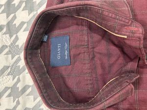 Men's Maroon Striped Casual Shirt