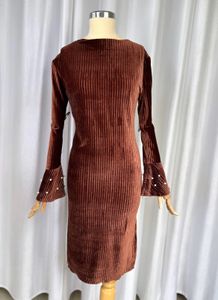 Korean Autumn Velvet Dress