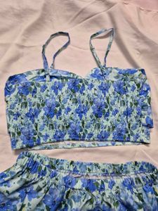 Urbanic Blue Floral Skirt Coord Set | 36 To 40