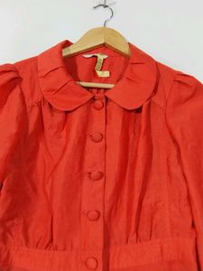 Orange Linen Peter Pan Collar Jacket