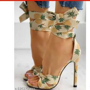 Pineapple Print Lace-Up Heels