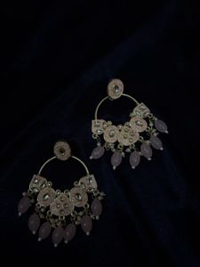 Blush Pink / pastel Chandbali Earrings