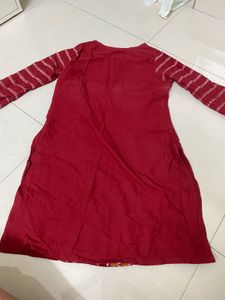 Maroon Ethnic Kurta with Intricate Weave