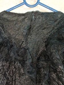 Elegant Black Lace Top Layered Partywear