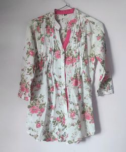 White Floral Print Shirt
