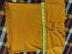 Cute Heart Cutout Mustard Yellow Top