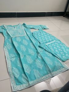 Blue Printed Kurta and Palazzo Set