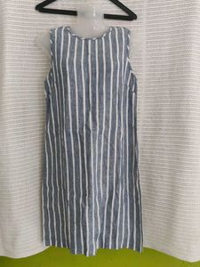 Striped Dress with White Cardigan