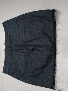 Distressed Denim Mini Skirt