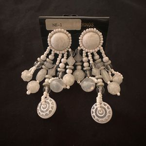 Bohemian White Tassel Earrings