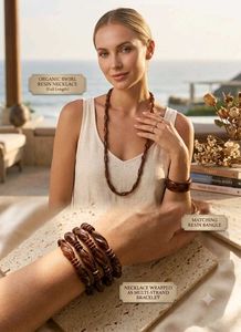 Vintage Brown Beaded Necklace & Bangle