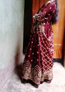 Maroon Embroidered Anarkali