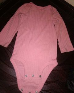 Baby's Pink Ribbed Long Sleeve Bodysuit