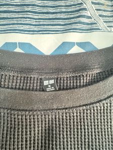 Uniqlo Black Waffle Knit Top