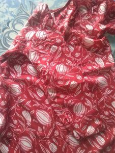Stylish Red Printed Kurti