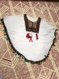 Embroidered Poncho Top