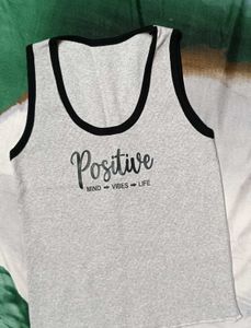 Grey Graphic Tank Top - Positive Vibes