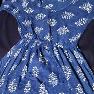 Boho Blue Block Print Maxi Dress