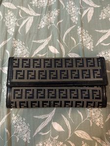 Fendi Grey Zucchino Canvas Wallet