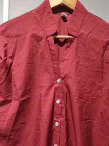 Stylish Maroon Button-Up Shirt