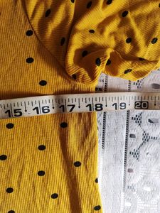 Polka Dot Mustard Yellow Tee, Size 36-40