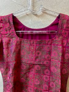 Elegant Chanderi Silk Purple Floral Kurta