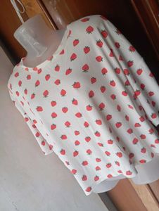 Cute Strawberry Print Top