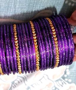 Stunning Purple Bangles with Gold Accents